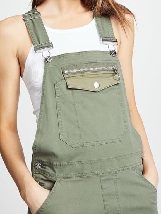 Hudson Jeans Pants - Hudson Jeans Workwear Stretch Cotton Overalls in Olive Remix (Green) Medium